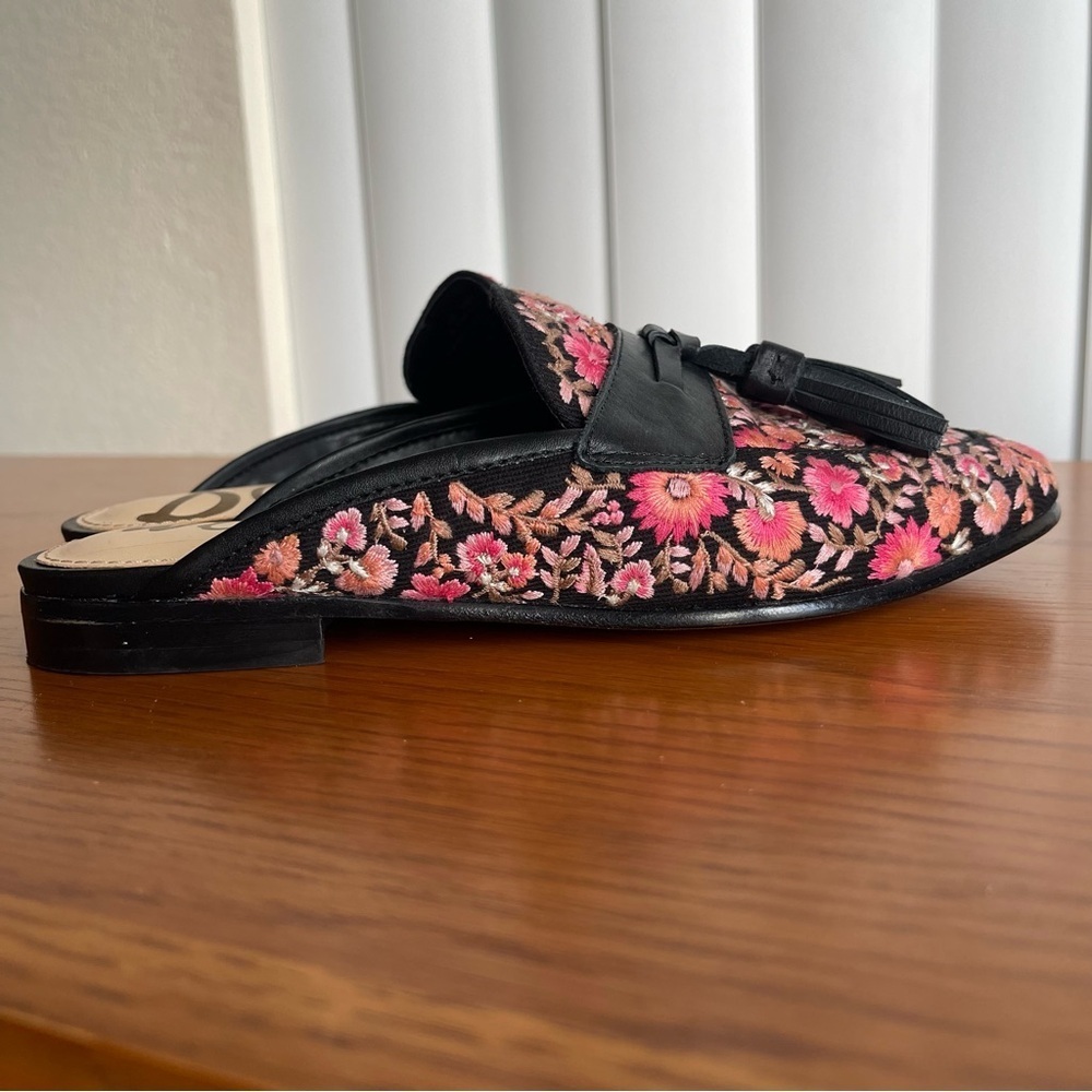 Sam Edelman Paris 2 Floral Embroidered Tassel Mules Size 5.5 - Picture 4 of 12